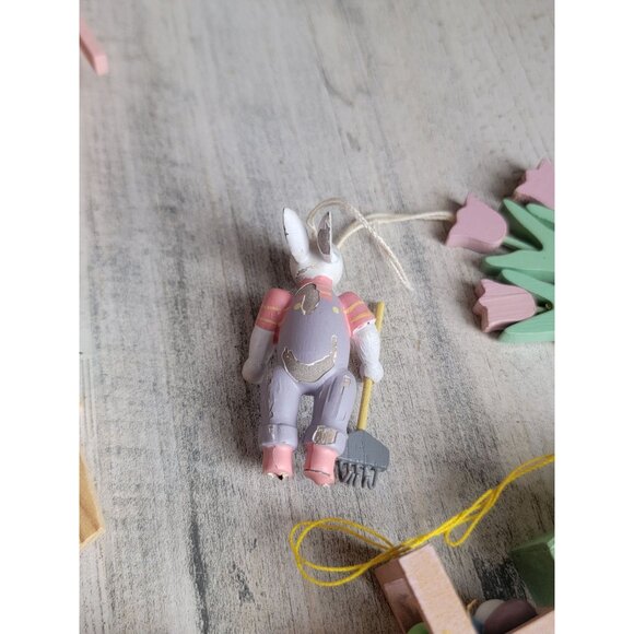 Vintage wooden Easter bunny egg Barrel AS IS ornament set Xmas spring - Picture 13 of 13